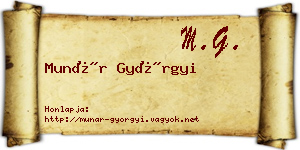 Munár Györgyi névjegykártya